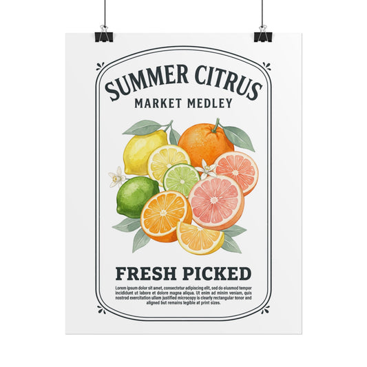 Summer Citrus Poster - Fresh Picked Market Medley Wall Art - Creations by Chris and Carlos