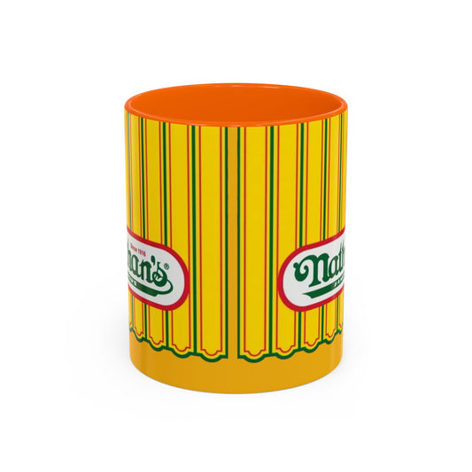 Nathan’s Famous Retro Stripe Accent Coffee Mug (11/15oz) - Creations by Chris and Carlos