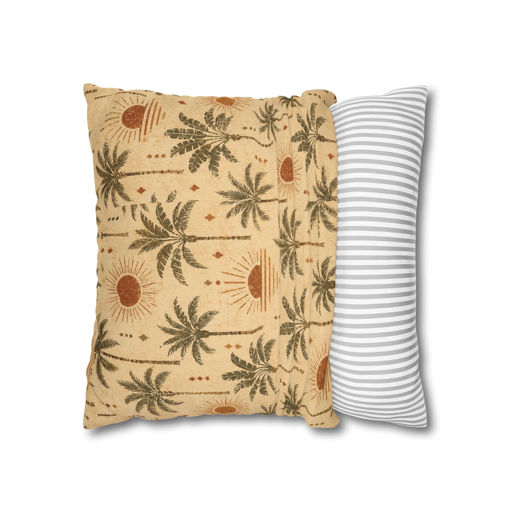 Tropical Palm Sunset Pillowcase — Boho Beach Decorative Throw Pillow Cover - Creations by Chris and Carlos