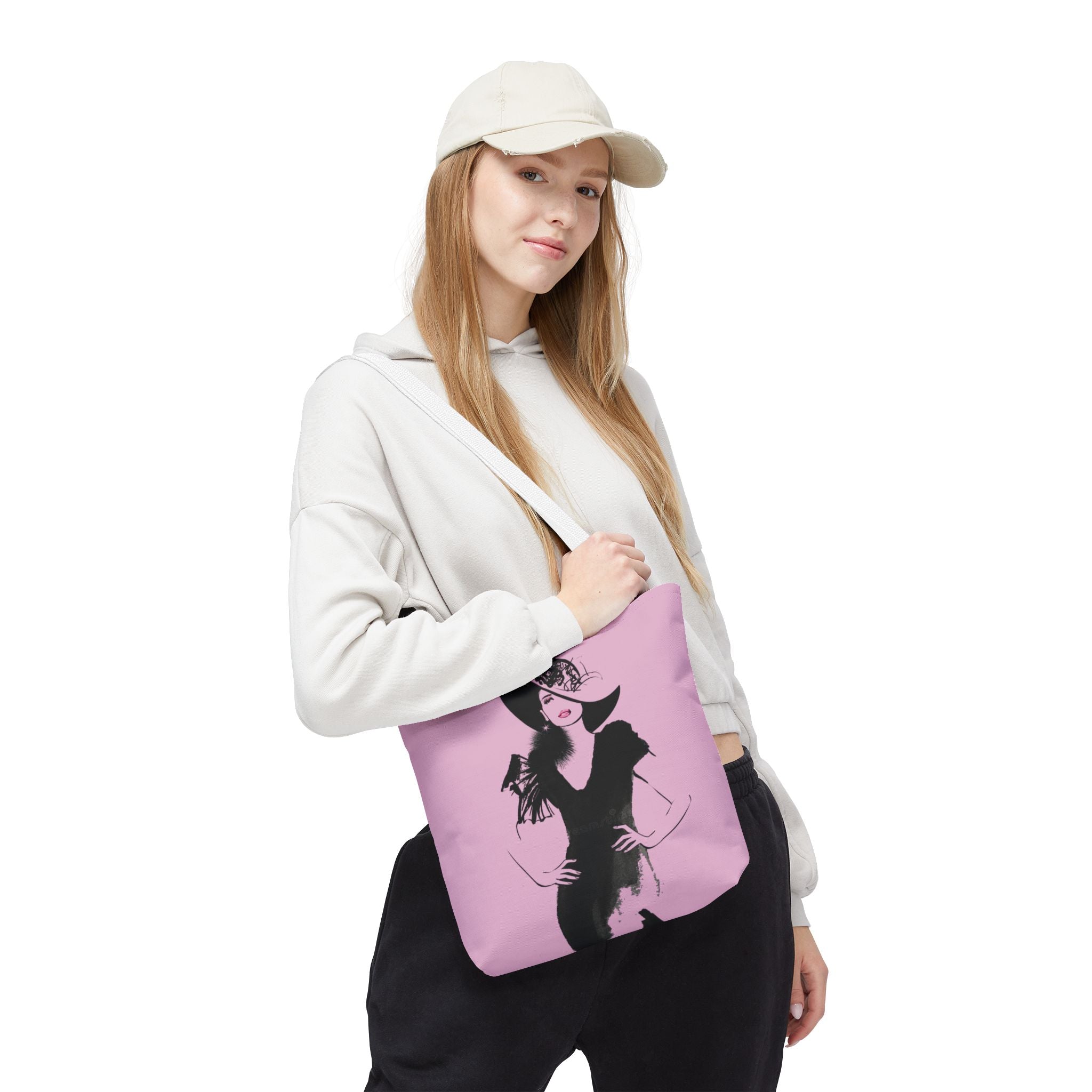 Fashion Illustration Tote Bag — Chic Pink Lady Print - Creations by Chris and Carlos