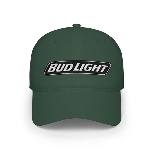Bud Light Embroidered Baseball Cap — Red Low Profile Dad Hat - Creations by Chris and Carlos