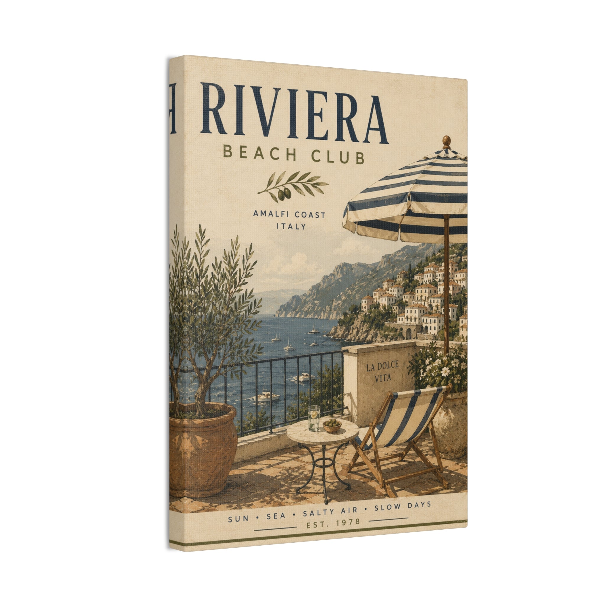 Riviera Beach Club Canvas Wall Art – Amalfi Coast Seaside Print - Creations by Chris and Carlos