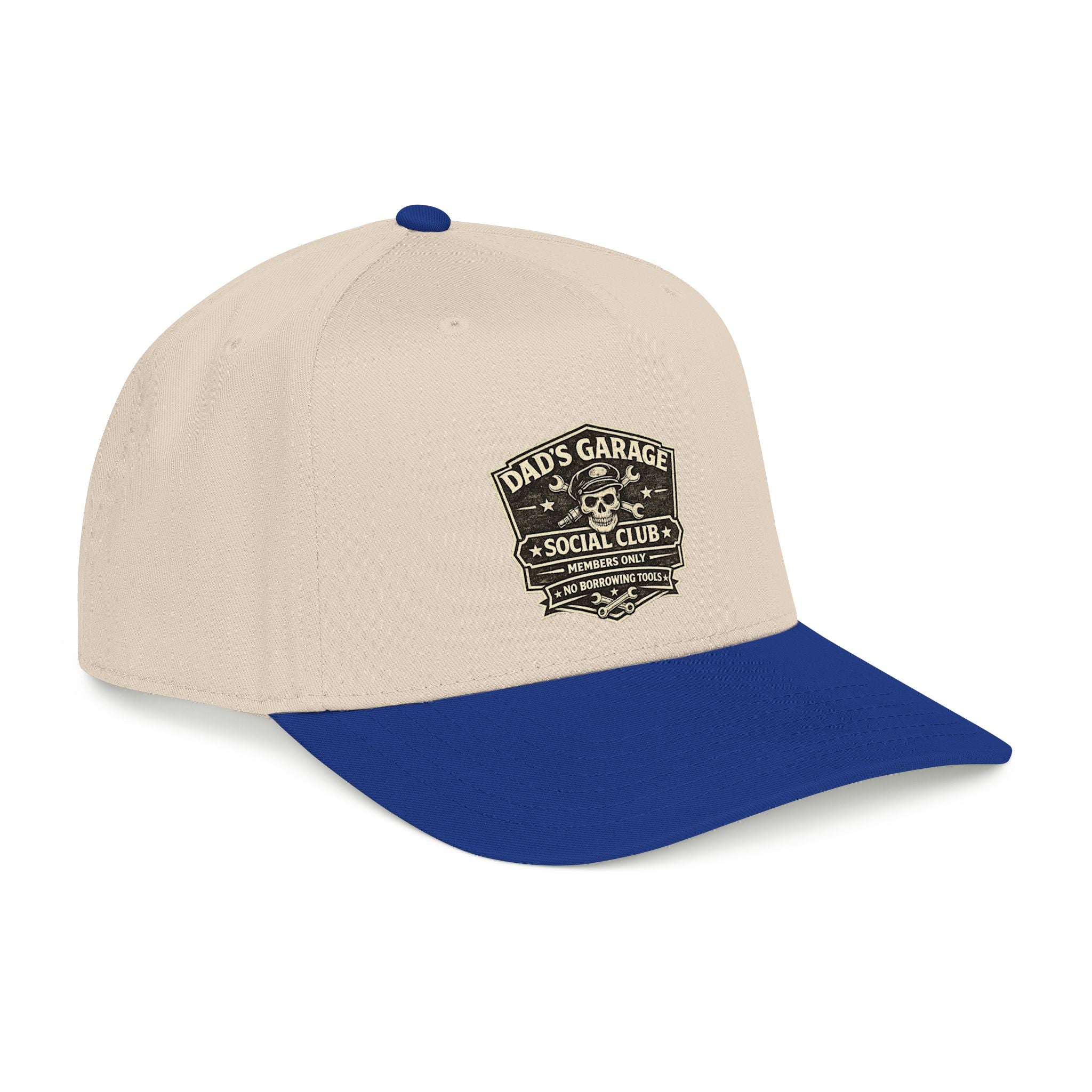 Dad's Garage Social Club Baseball Cap — Vintage Mechanic Snapback Hat - Creations by Chris and Carlos