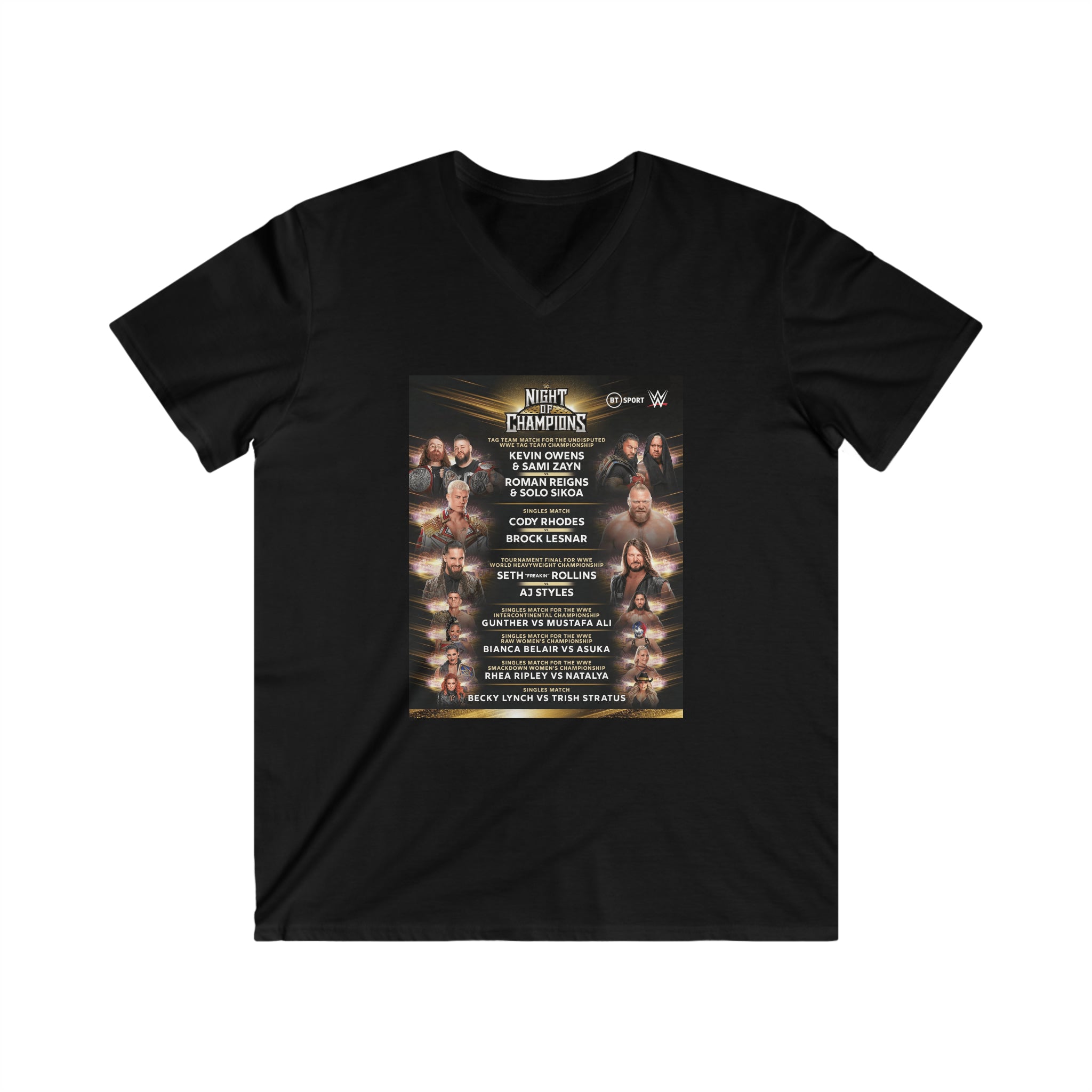 WWE Champions Logo- Unisex Fitted V-Neck Short Sleeve Tee - Creations by Chris and Carlos