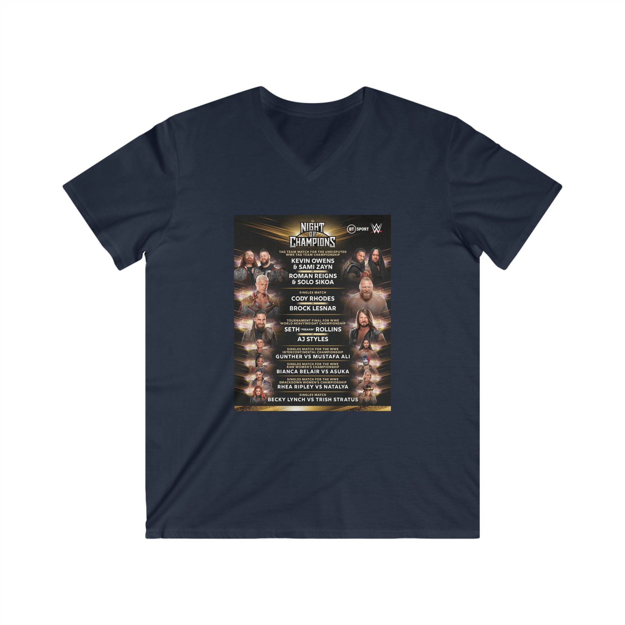 WWE Champions Logo- Unisex Fitted V-Neck Short Sleeve Tee - Creations by Chris and Carlos