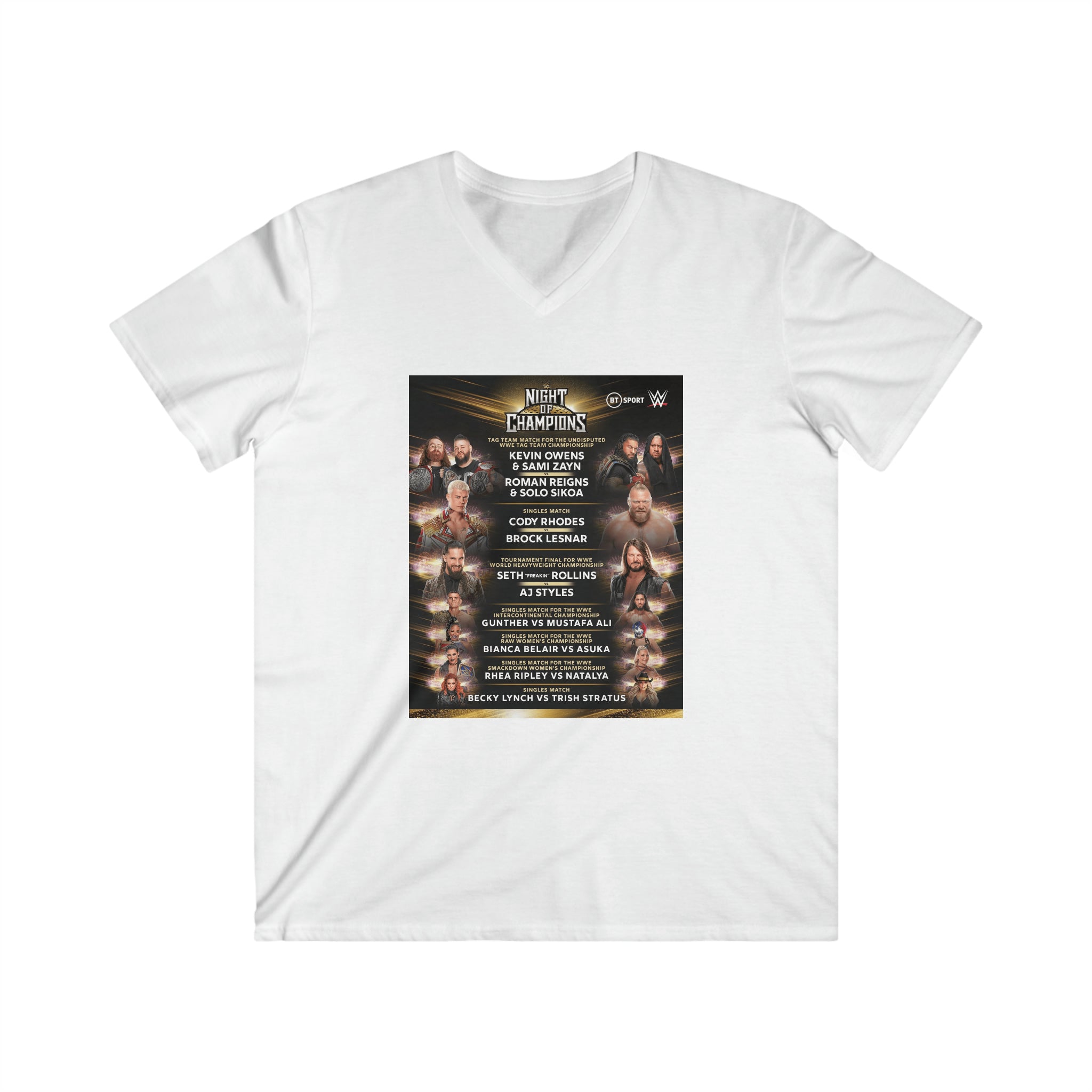 WWE Champions Logo- Unisex Fitted V-Neck Short Sleeve Tee - Creations by Chris and Carlos