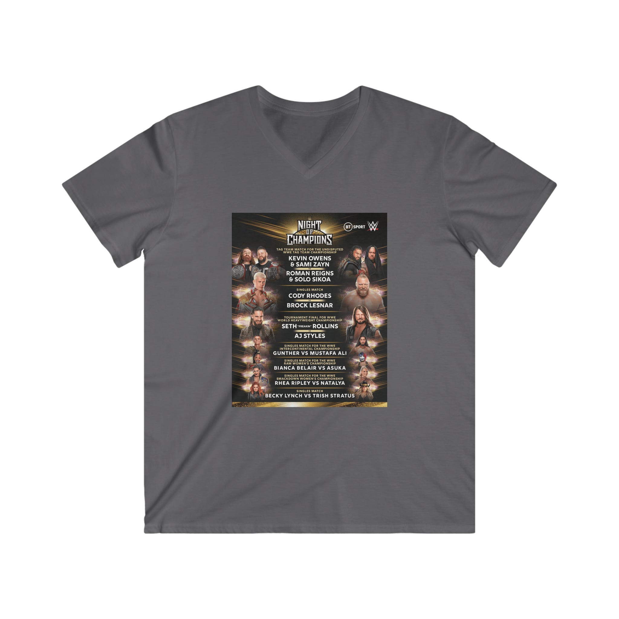 WWE Champions Logo- Unisex Fitted V-Neck Short Sleeve Tee - Creations by Chris and Carlos