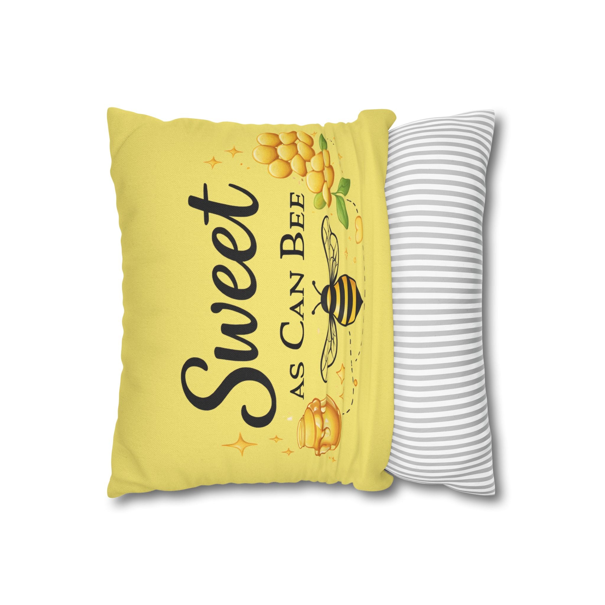 Honey Bee Decorative Pillowcase – Yellow Floral Bee Accent Cushion Cover - Creations by Chris and Carlos