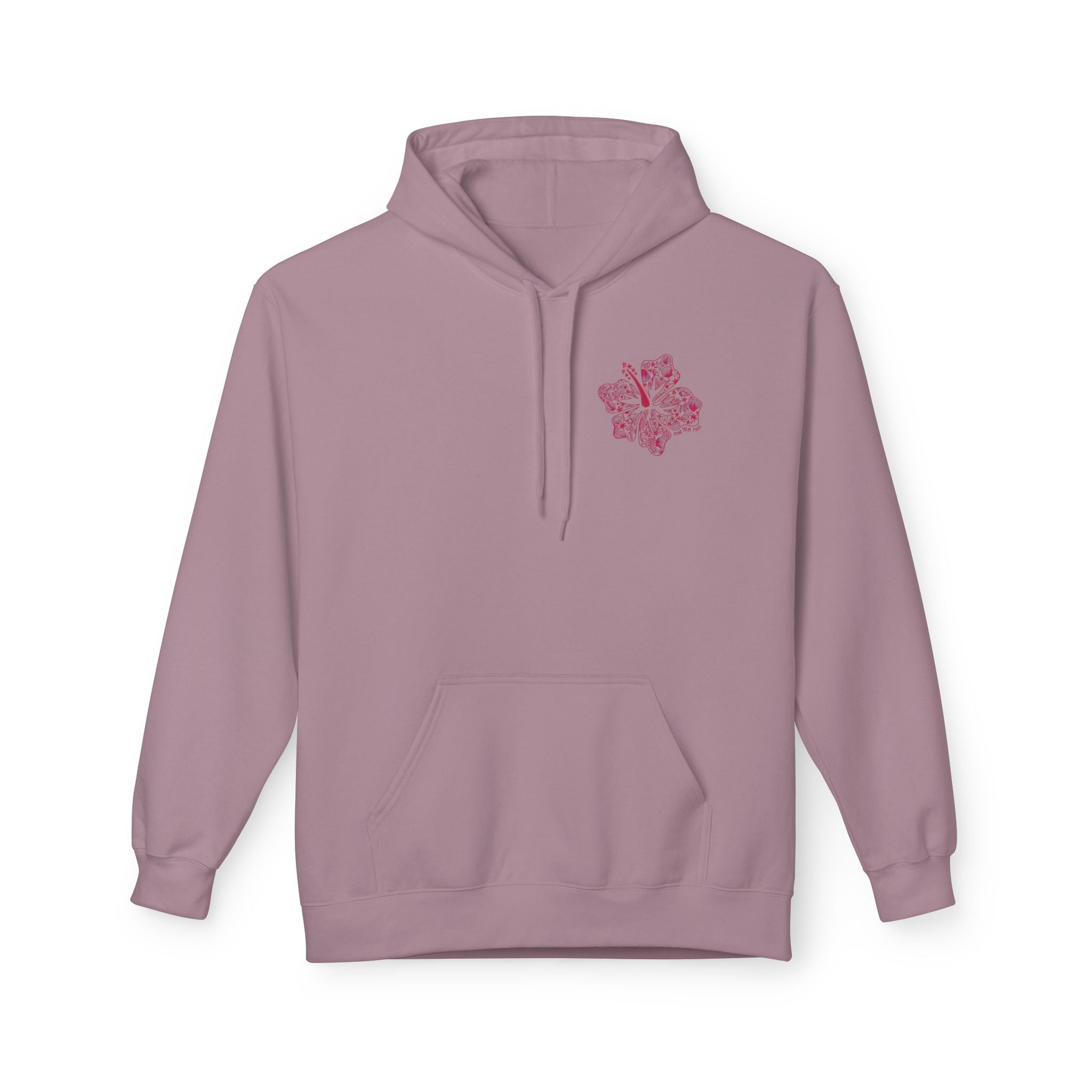 Pinky Palmtree Puff  Floral Graphic Hoodie — Vintage Botanical Note Print - Creations by Chris and Carlos