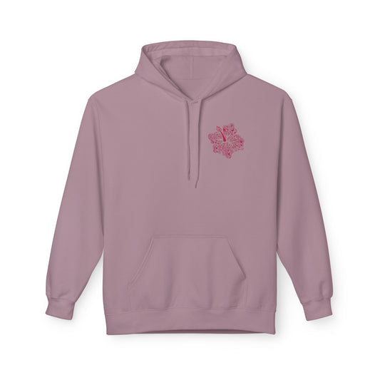 Pinky Palmtree Puff  Floral Graphic Hoodie — Vintage Botanical Note Print - Creations by Chris and Carlos