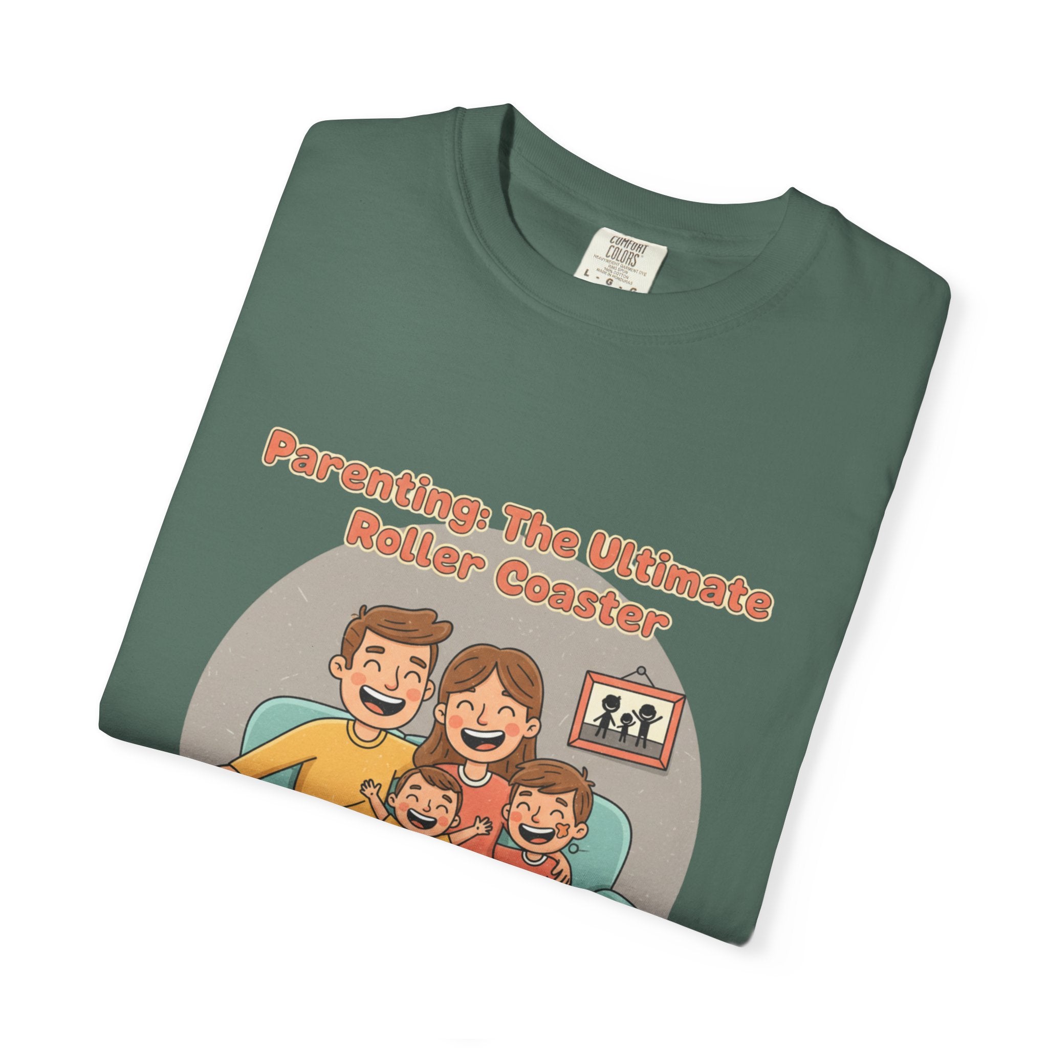 T-Shirt — "Parenting: The Ultimate Roller Coaster" Funny Retro Graphic Tee - Creations by Chris and Carlos