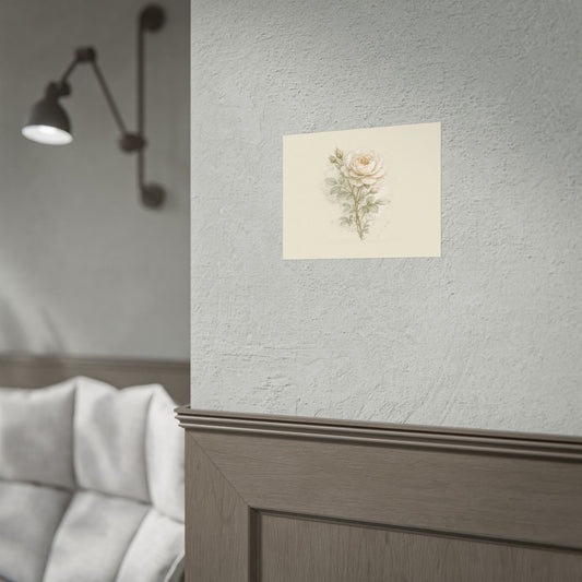 Floral Poster — Vintage White Rose Botanical Print (Rolled Poster) - Creations by Chris and Carlos