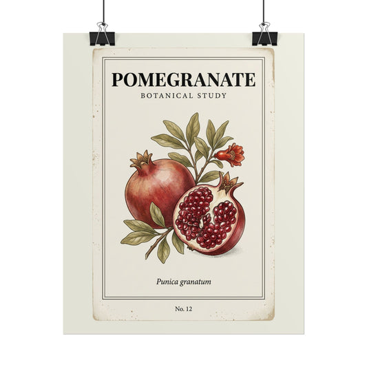 Pomegranate Botanical Poster — Vintage Fruit Study Wall Art - Creations by Chris and Carlos