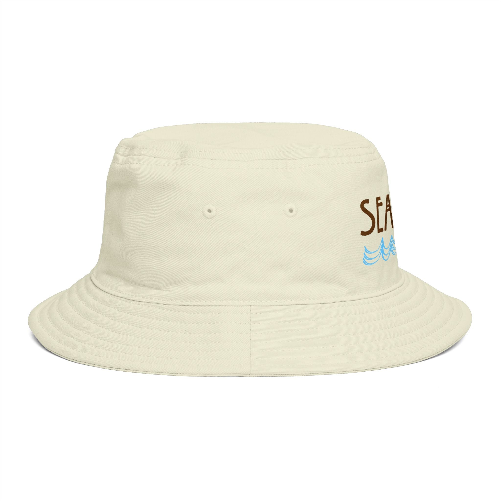Sea & Salt Embroidered Bucket Hat — Palm Tree Beach Sun Hat - Creations by Chris and Carlos