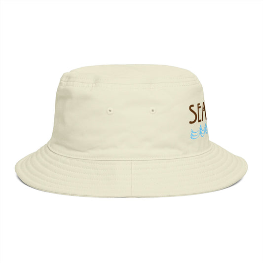 Sea & Salt Embroidered Bucket Hat — Palm Tree Beach Sun Hat - Creations by Chris and Carlos