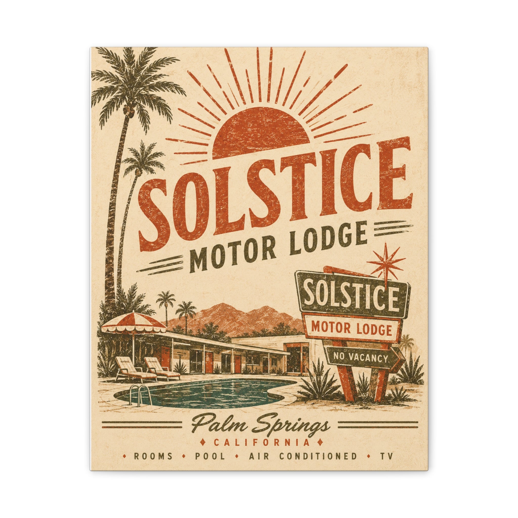 Solstice Motor Lodge Vintage Palm Springs Canvas Wall Art - Creations by Chris and Carlos