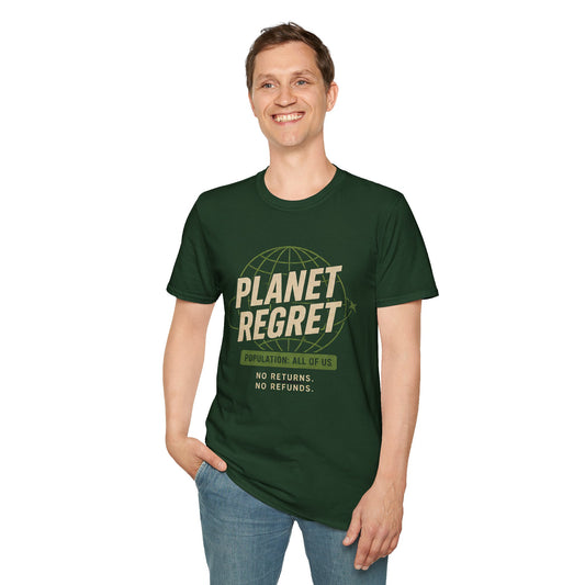 Planet Regret Graphic T-Shirt — Eco-Sarcastic Earth Awareness Tee - Creations by Chris and Carlos
