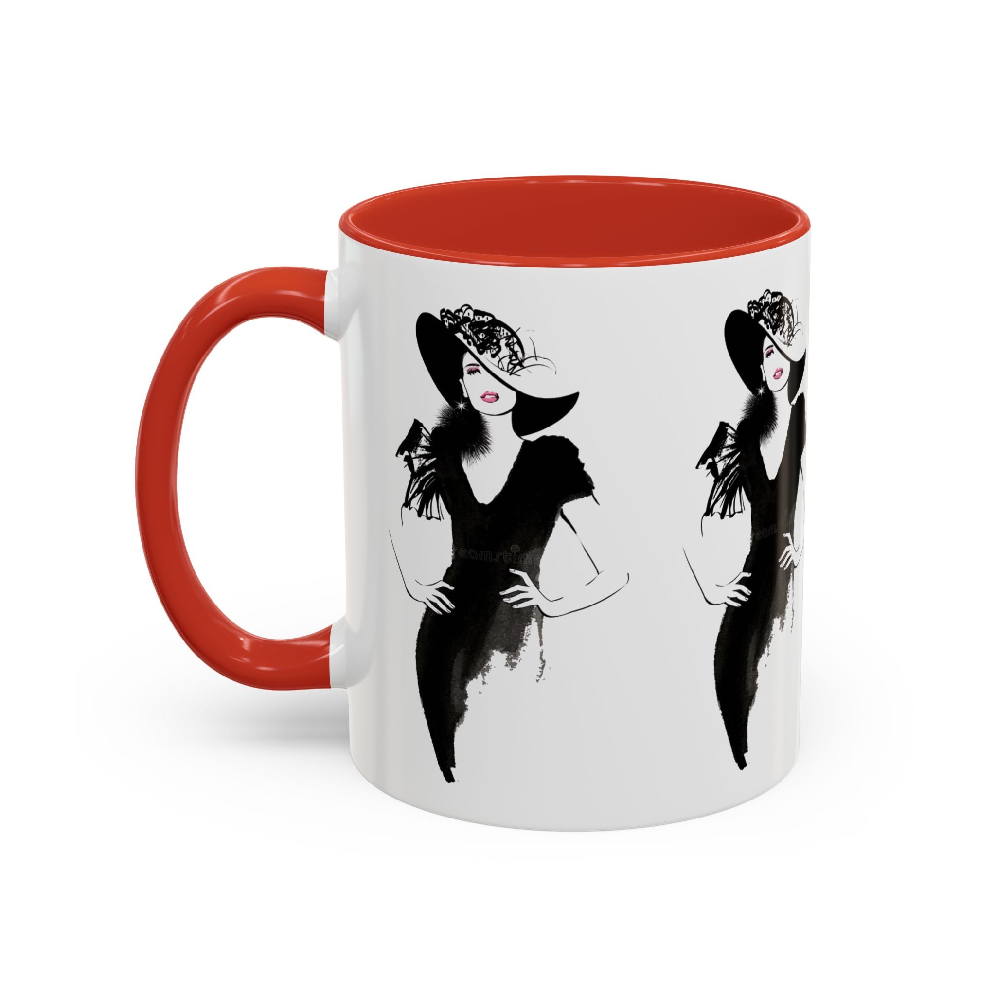 Elegant Lady Fashion Coffee Mug – Vintage Chic Black & White Accent - Creations by Chris and Carlos