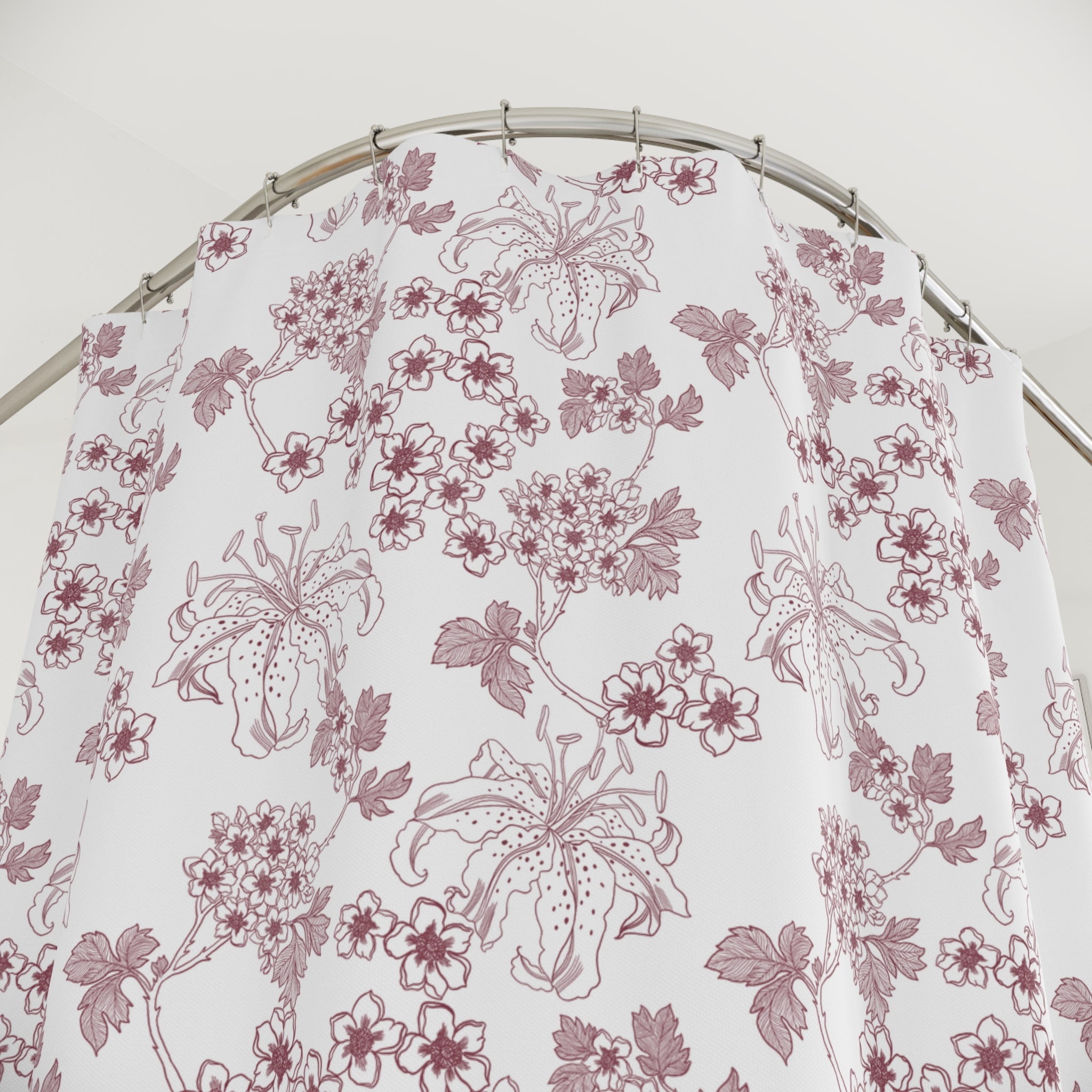 Whispers of Toile- Vintage Floral Shower Curtain, Elegant Bathroom Decor, Botanical Print, Home & Living Accessories, Gift for Housewarming - Creations by Chris and Carlos