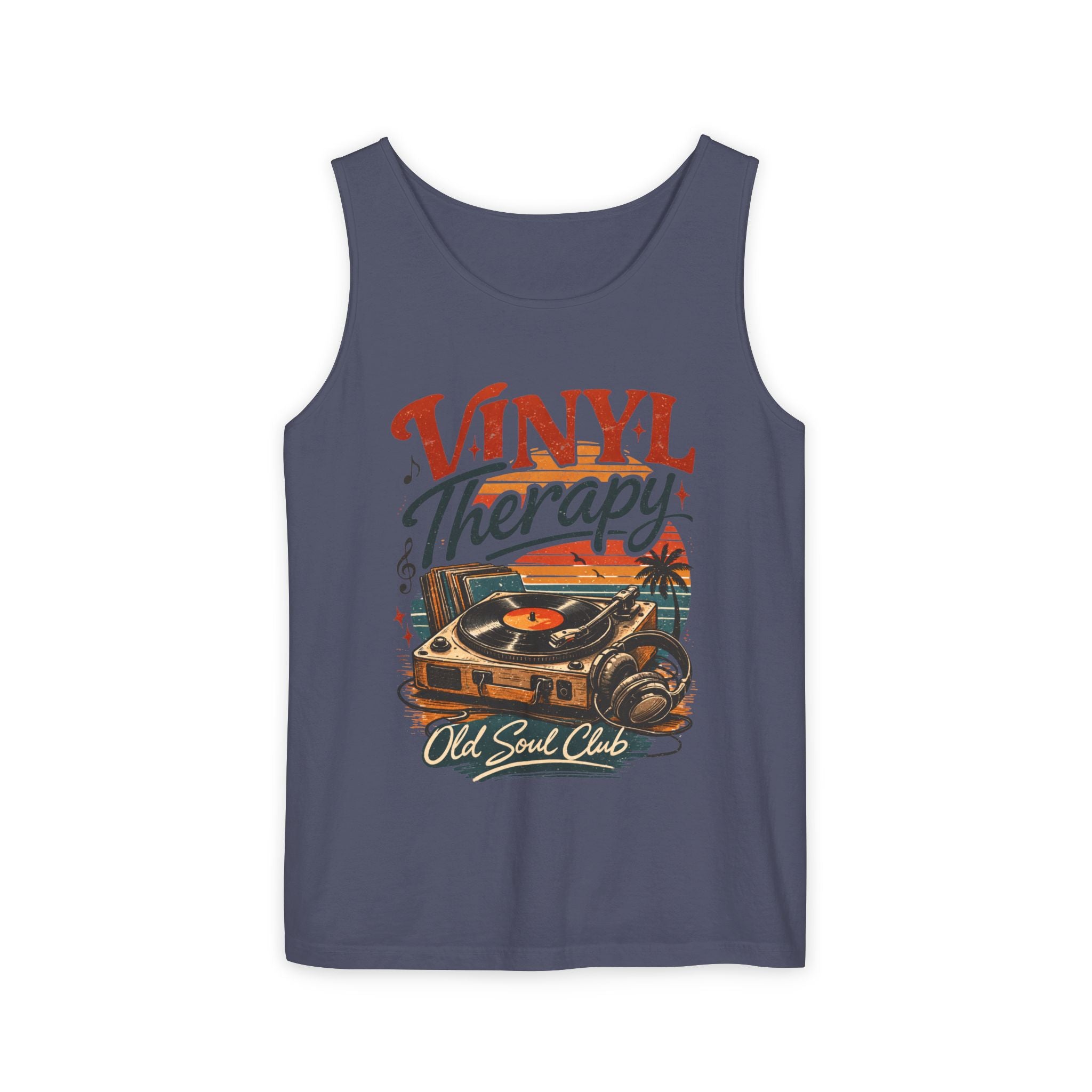 Vinyl Therapy Tank Top — Retro Record Player Music Shirt - Creations by Chris and Carlos