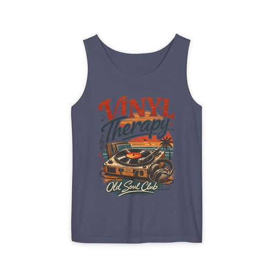 Vinyl Therapy Tank Top — Retro Record Player Music Shirt - Creations by Chris and Carlos