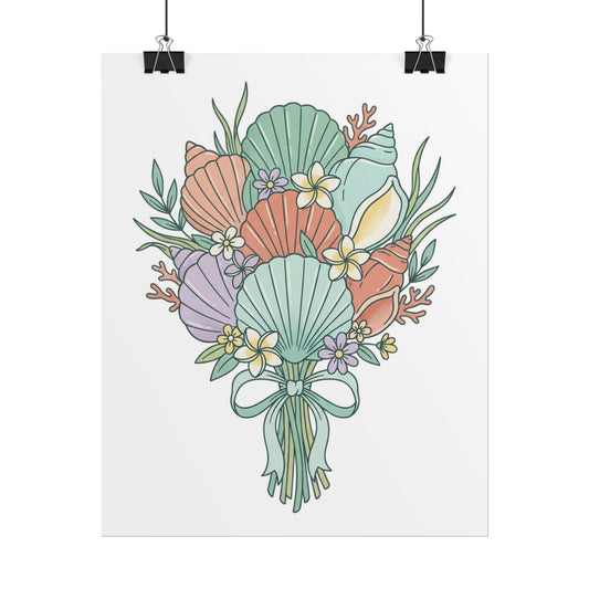 Seashell Bouquet Poster — Pastel Coastal Wall Art - Creations by Chris and Carlos