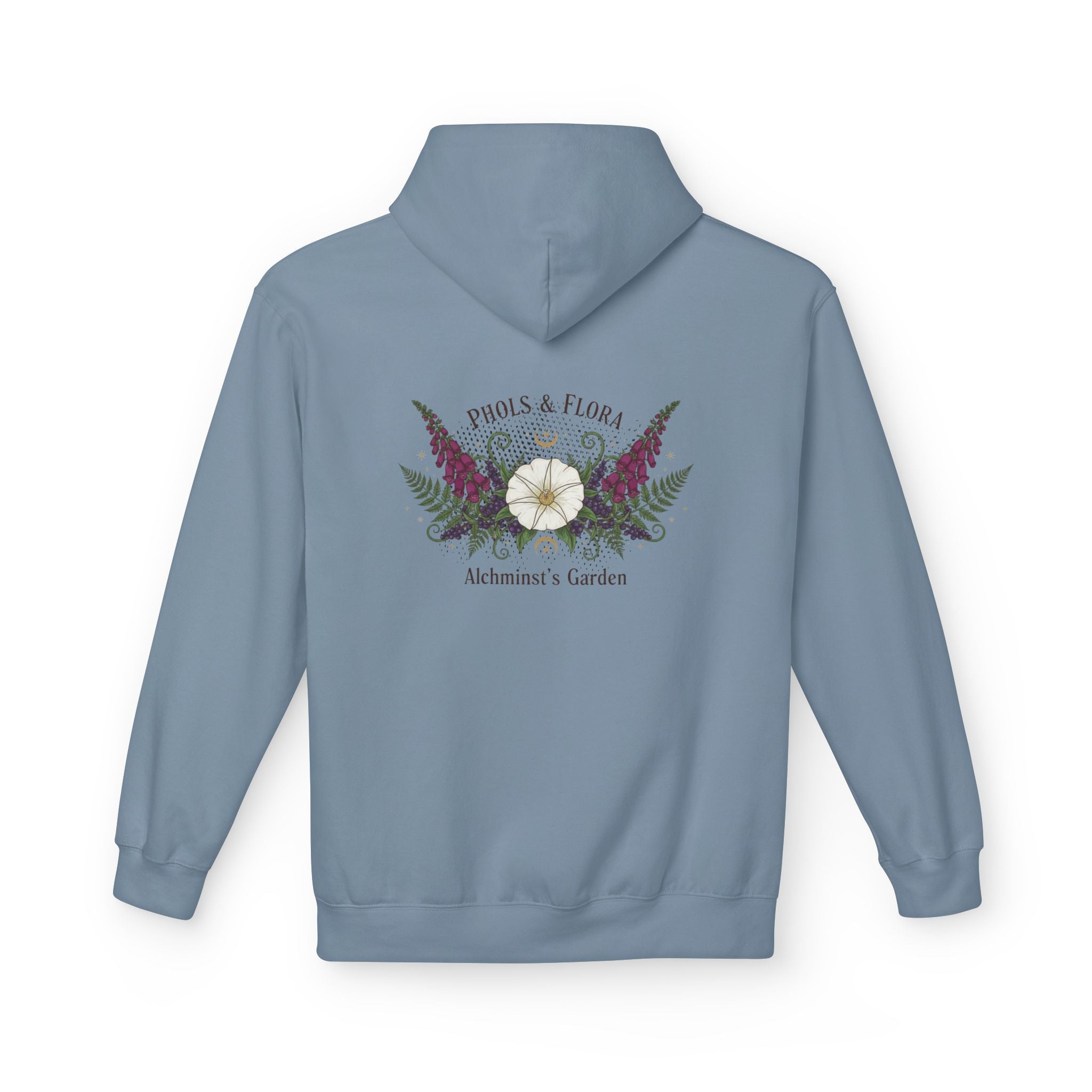 Botanical Alchemist Hoodie — Phols & Flora "Alchimist’s Garden" Floral Back Print - Creations by Chris and Carlos