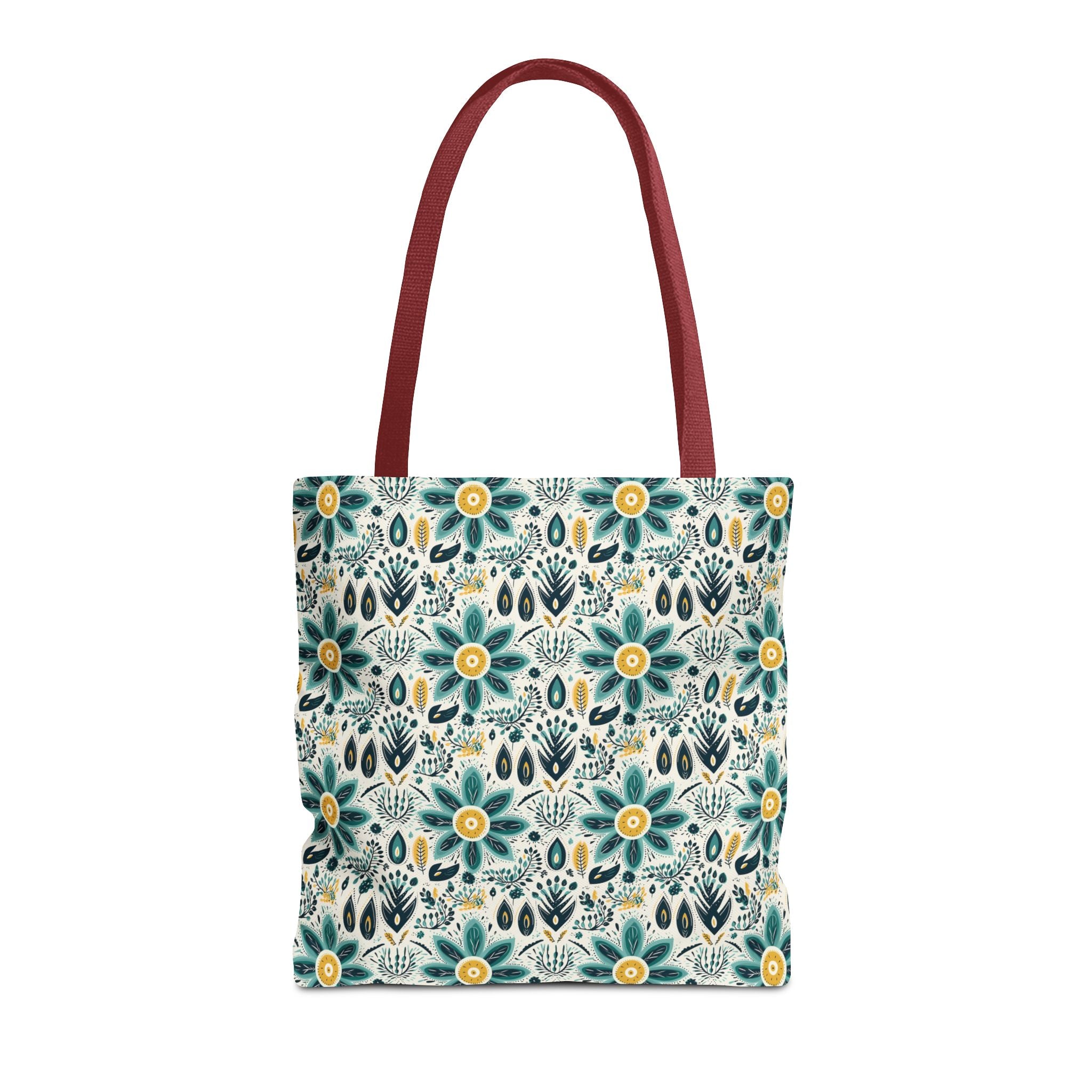 Sol y Alegría (Sun and Joy) Collection- Cactus Succulent Pattern Microfiber Blanket Soft Velveteen Throw for Home & Garden Lovers Floral Folk Art Tote Bag — Teal & Mustard All-Over Print - Creations by Chris and Carlos