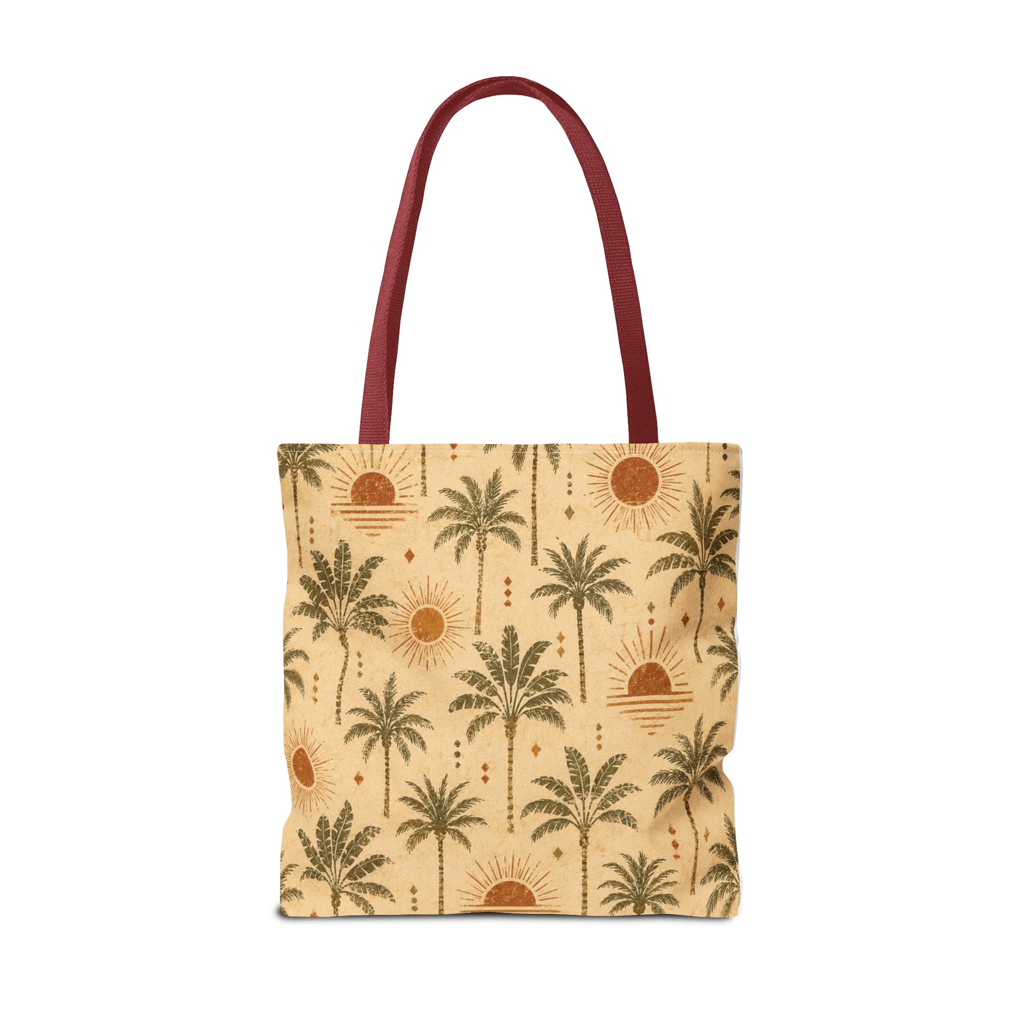 Palm Tree Sunset Tote Bag – Vintage Tropical Canvas Beach Shopper - Creations by Chris and Carlos