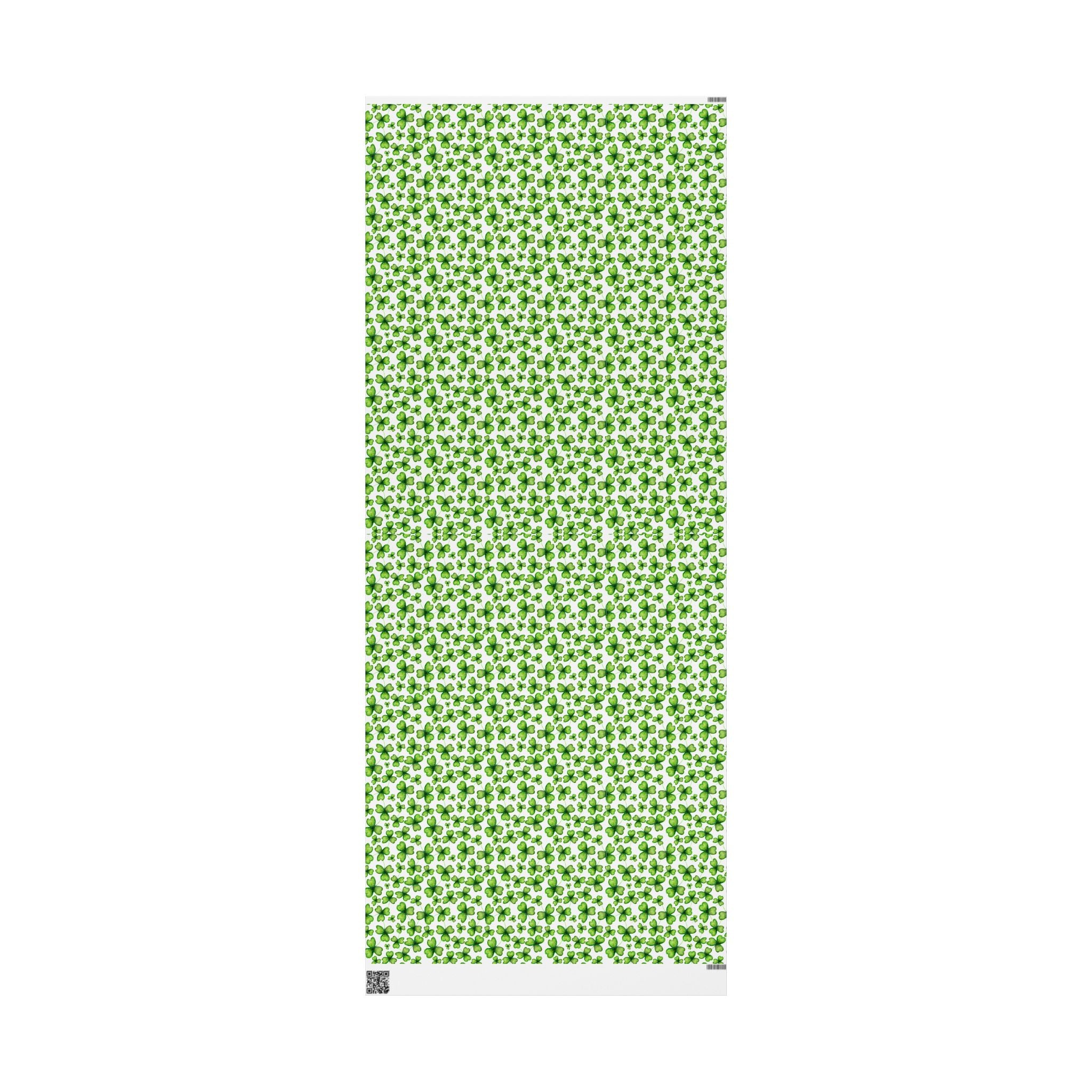 Shamrock Clover Wrapping Paper Roll - St. Patrick’s Day Green Floral Gift Wrap - Creations by Chris and Carlos