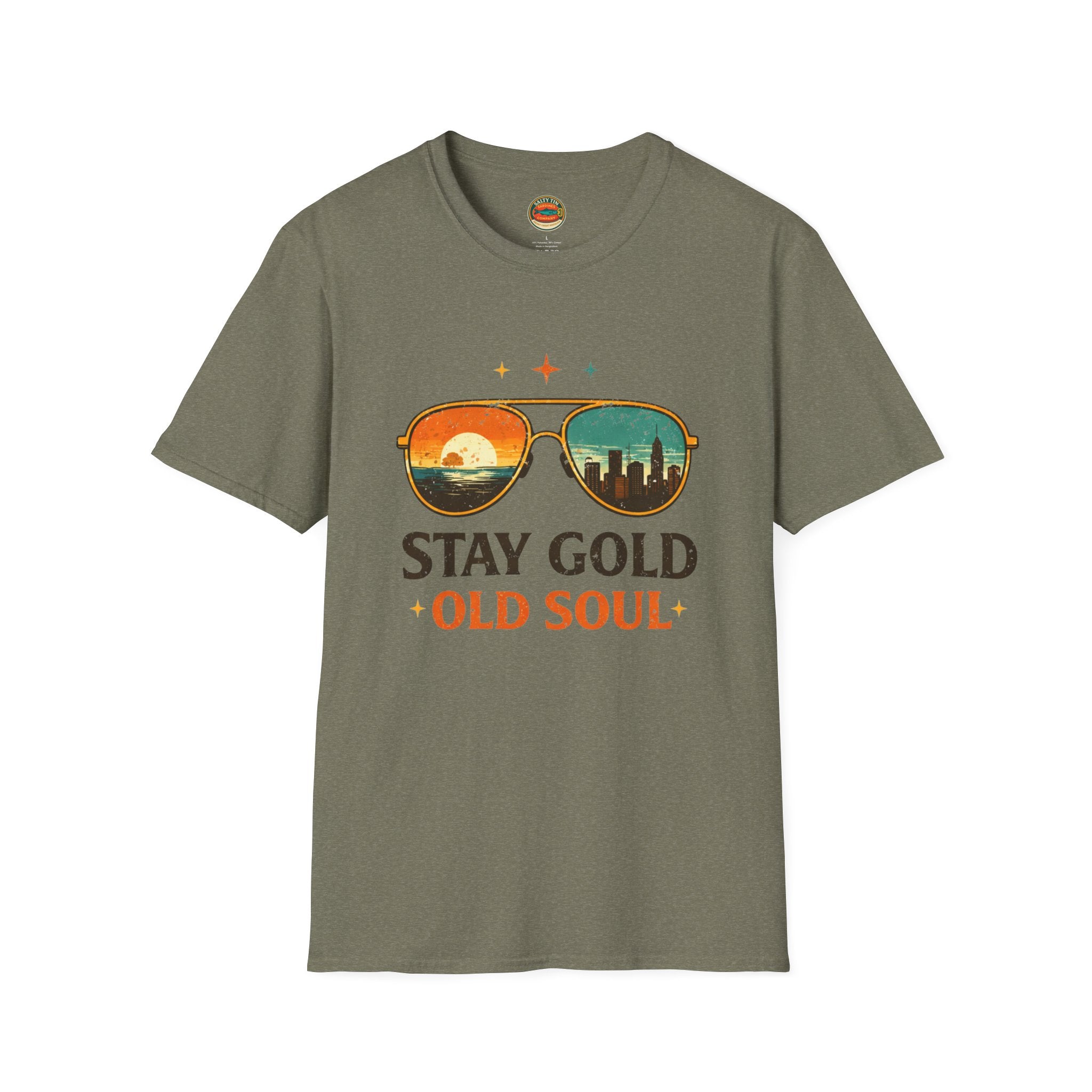 Stay Gold Old Soul T-Shirt - Vintage Sunglasses Sunset Graphic - Creations by Chris and Carlos