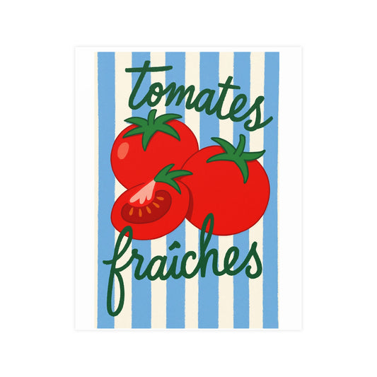 Tomates Fraîches Kitchen Poster — Vintage Stripe Tomato Art Print - Creations by Chris and Carlos