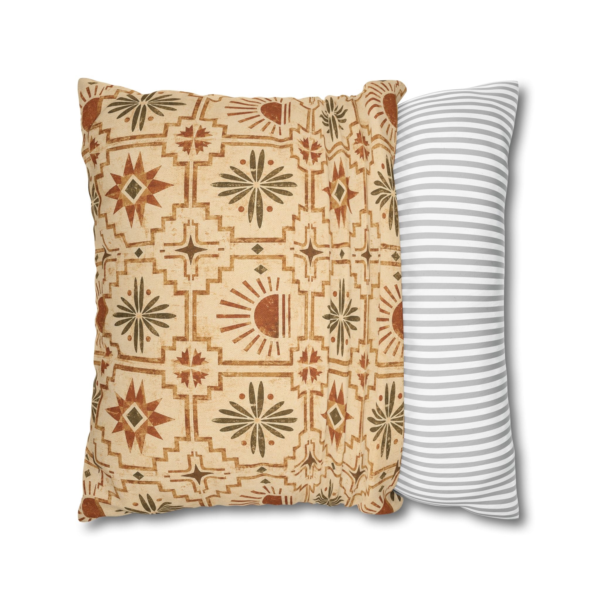 Southwestern Sunburst Pattern Pillowcase — Boho Geometric Throw Cover - Creations by Chris and Carlos