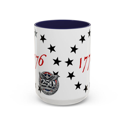 1776 Stars Accent Coffee Mug — Patriotic 250th Anniversary Ceramic Cup - Creations by Chris and Carlos