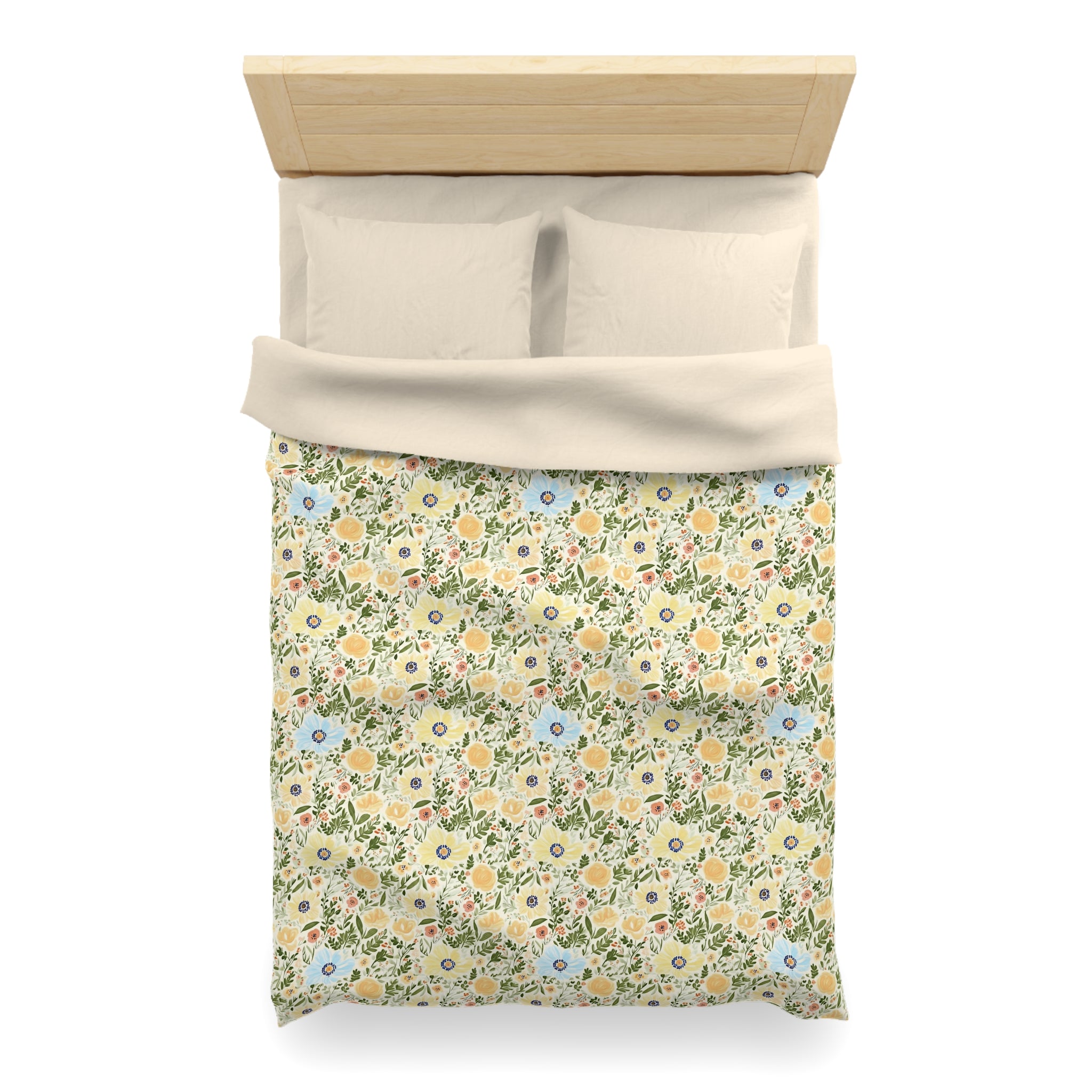 The Artisanal Flora Gallery Vintage Floral Duvet Cover — Pastel Wildflower Microfiber Bedding - Creations by Chris and Carlos