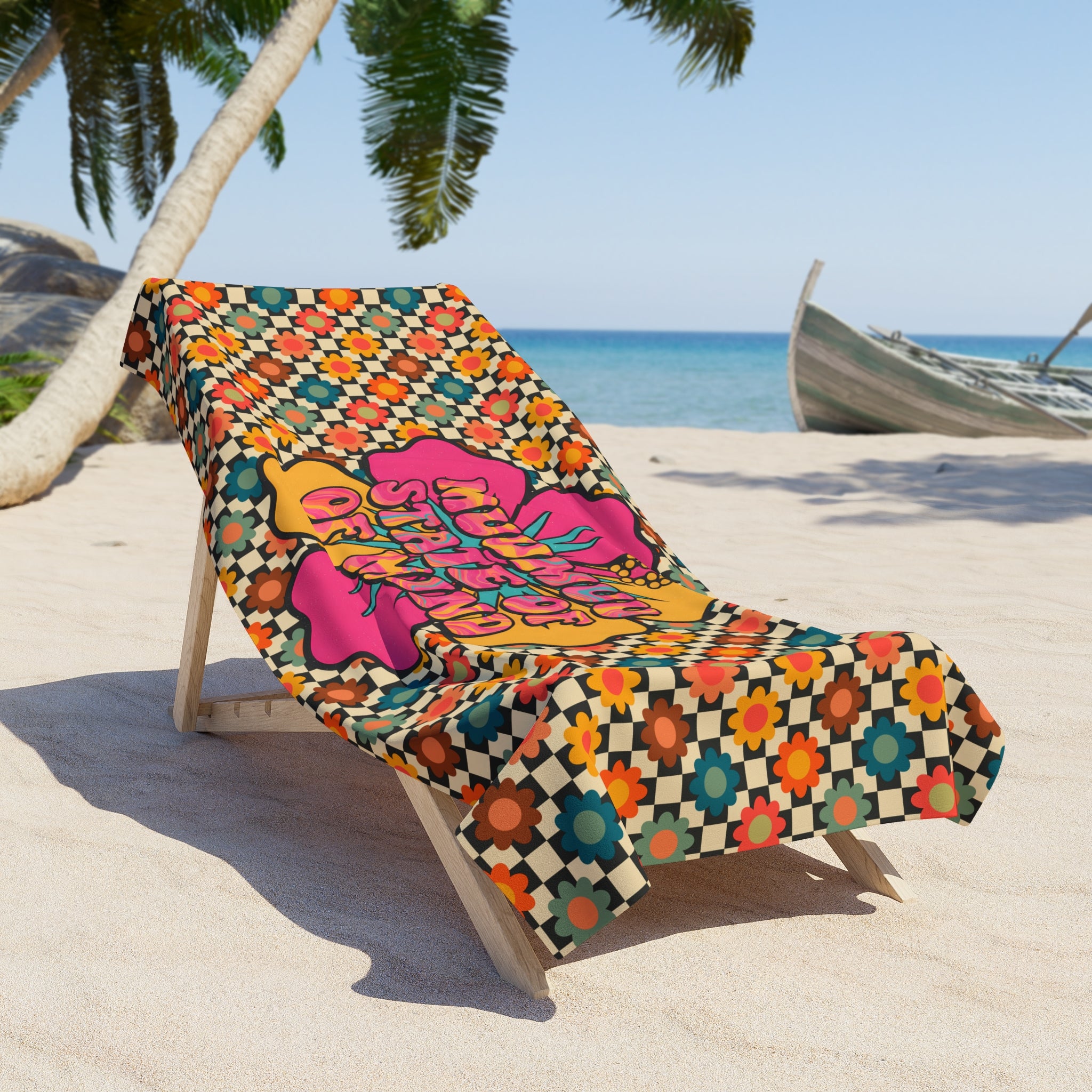Stateroom 401 Roper's Romp Collection- Beach Towel - "Muumuu State of Mind" Retro Floral Hawaiian Towel - Creations by Chris and Carlos