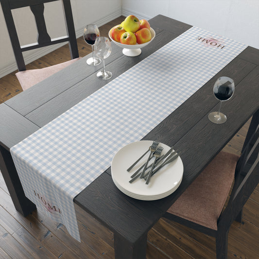 Farmhouse Gingham Table Runner — "Home" Cotton-Blend Decor - Creations by Chris and Carlos