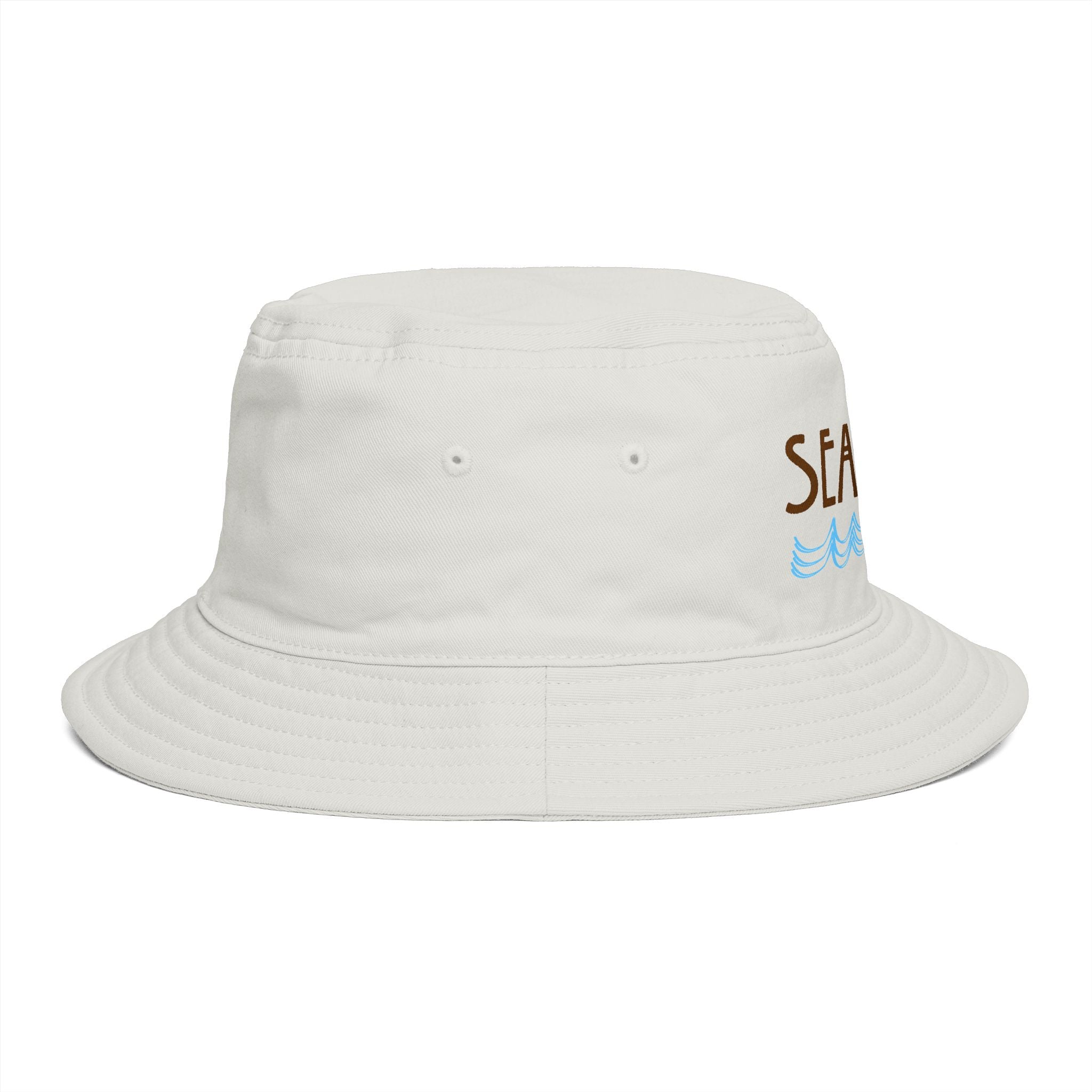 Sea & Salt Embroidered Bucket Hat — Palm Tree Beach Sun Hat - Creations by Chris and Carlos