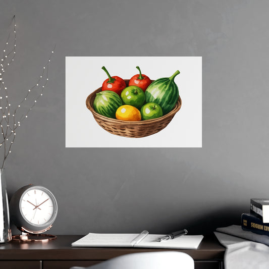 Fruit Basket Matte Poster — Watercolor Kitchen Wall Art - Creations by Chris and Carlos