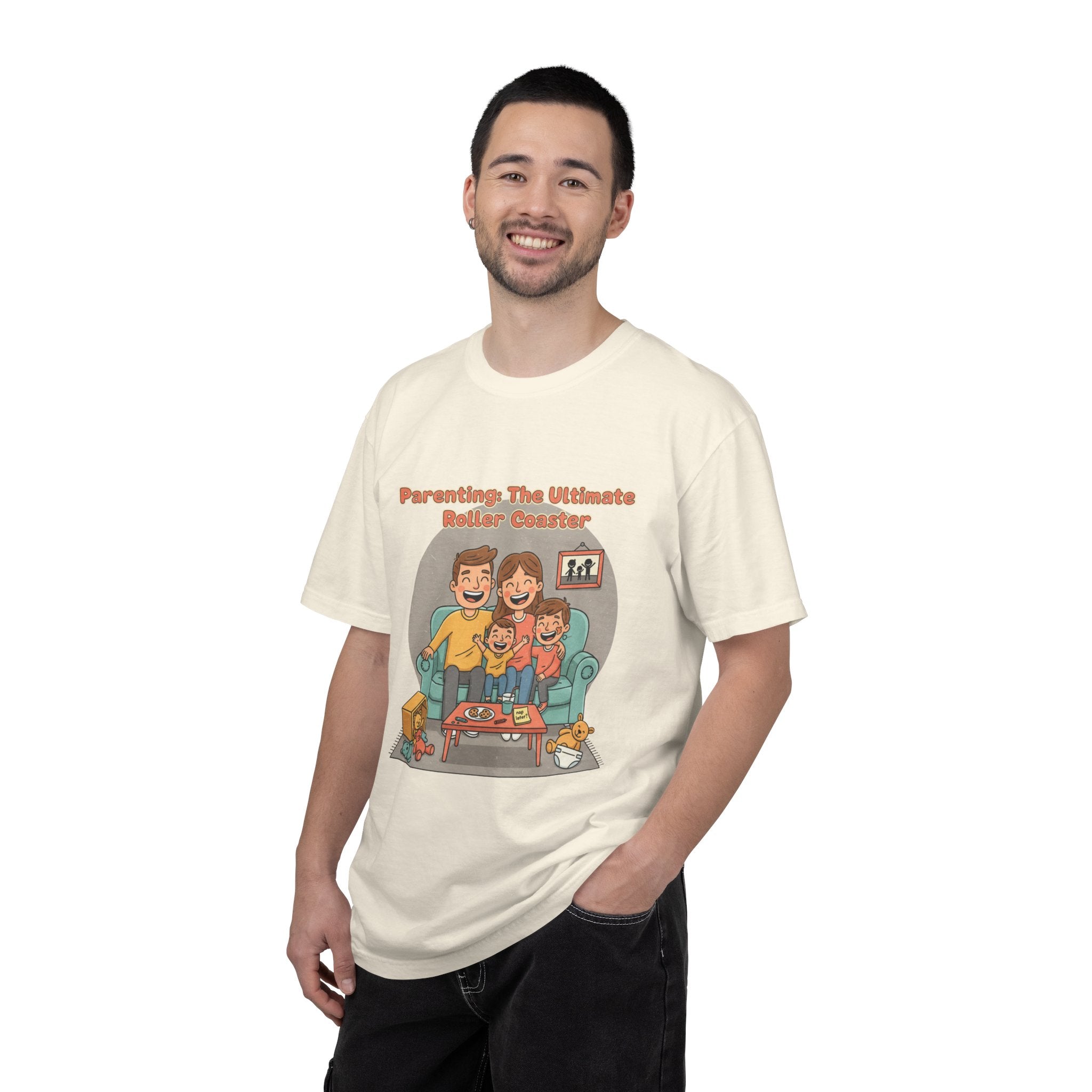 T-Shirt — "Parenting: The Ultimate Roller Coaster" Funny Retro Graphic Tee - Creations by Chris and Carlos