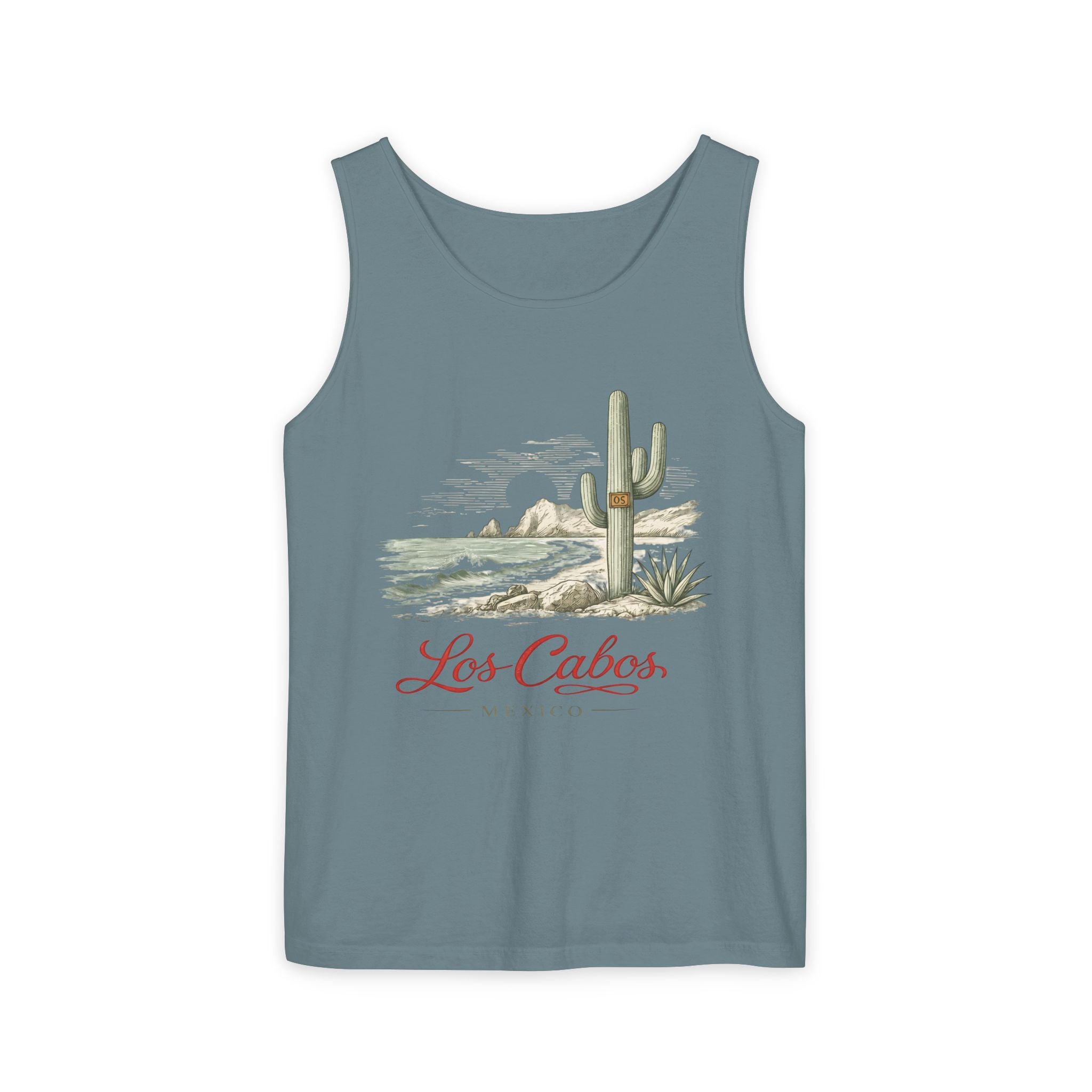 Los Cabos Cactus Beach Tank Top — Vintage Desert Coastal Vacation Tee - Creations by Chris and Carlos