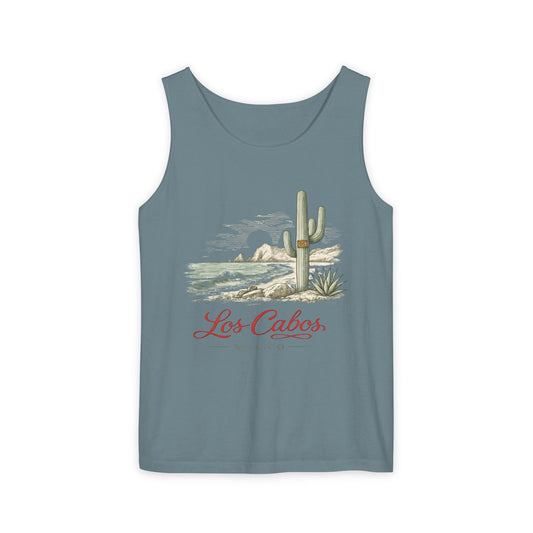 Los Cabos Cactus Beach Tank Top — Vintage Desert Coastal Vacation Tee - Creations by Chris and Carlos