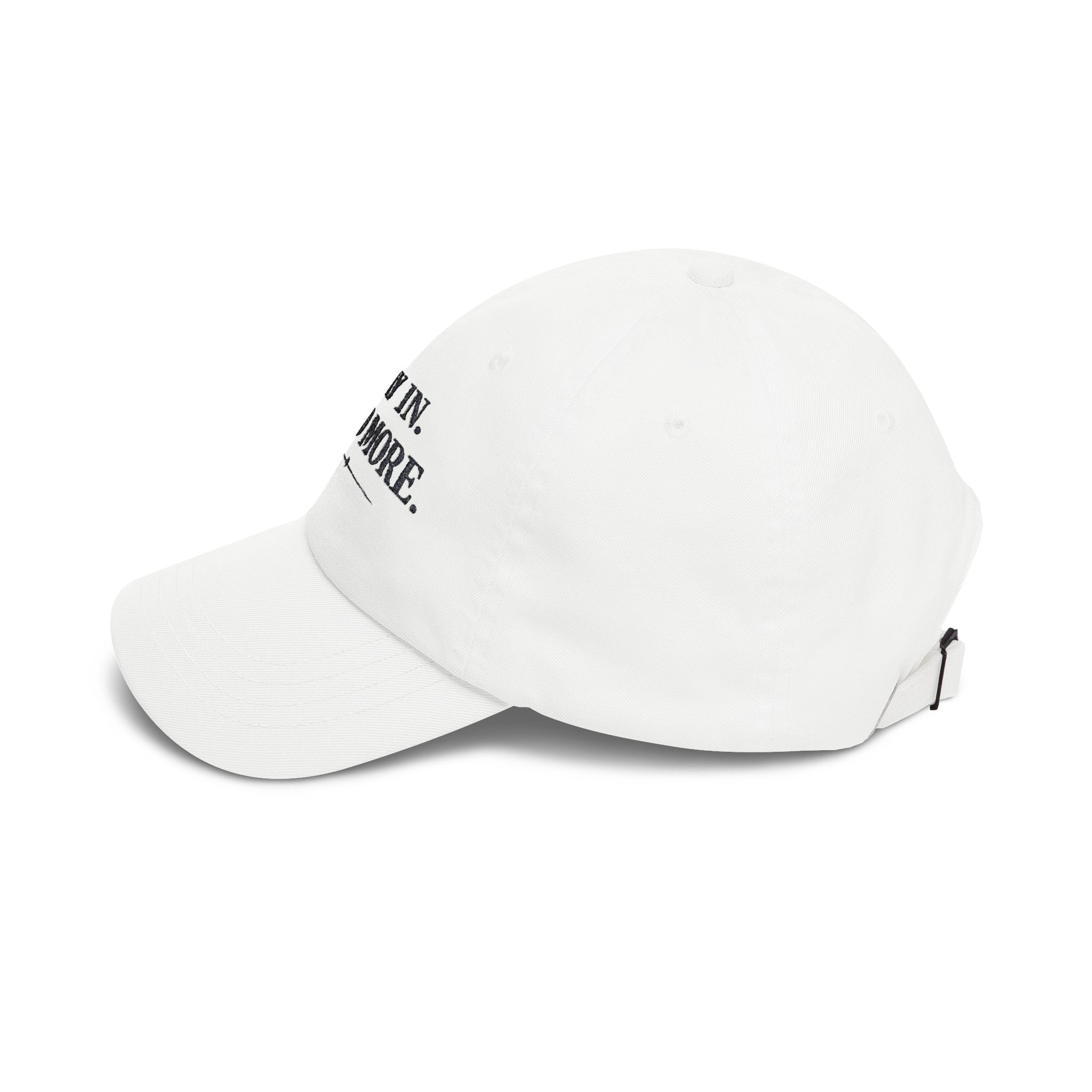 Dad Cap — "Stay In. Read More." Embroidered White Baseball Hat - Creations by Chris and Carlos