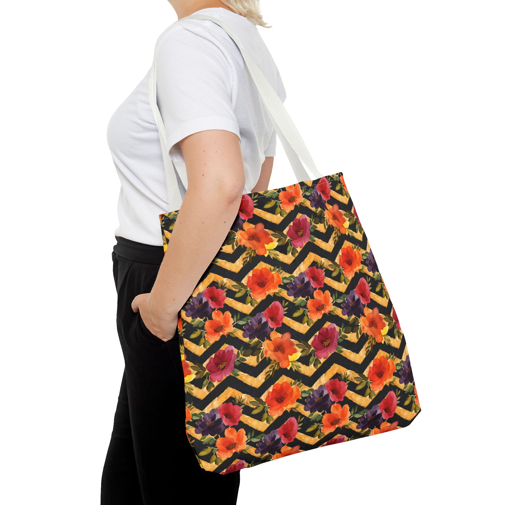 Sol y Alegría (Sun and Joy) Collection- Cactus Succulent Pattern Microfiber Blanket Soft Velveteen Throw for Home & Garden Lovers Floral Chevron Tote Bag — Bright Orange & Pink All-Over-Print Beach Shopper - Creations by Chris and Carlos