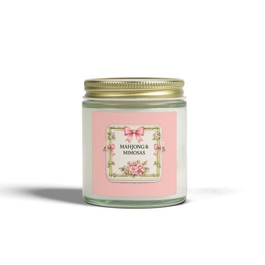 Mahjong & Mimosas Scented Candle — Coconut Apricot Wax (4oz or 9oz) - Creations by Chris and Carlos