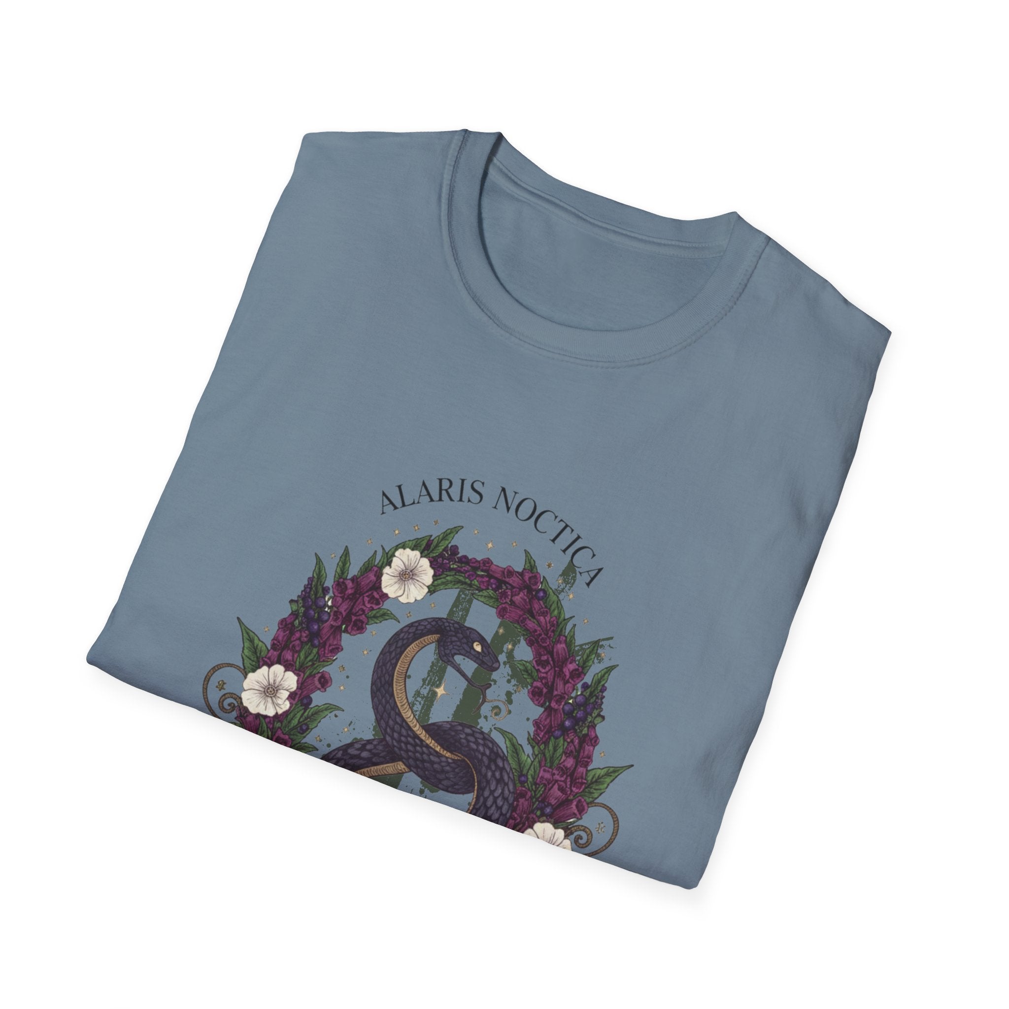 Snake & Wreath Graphic T-Shirt — 'Alarm's Nothing' Floral Gothic Tee - Creations by Chris and Carlos