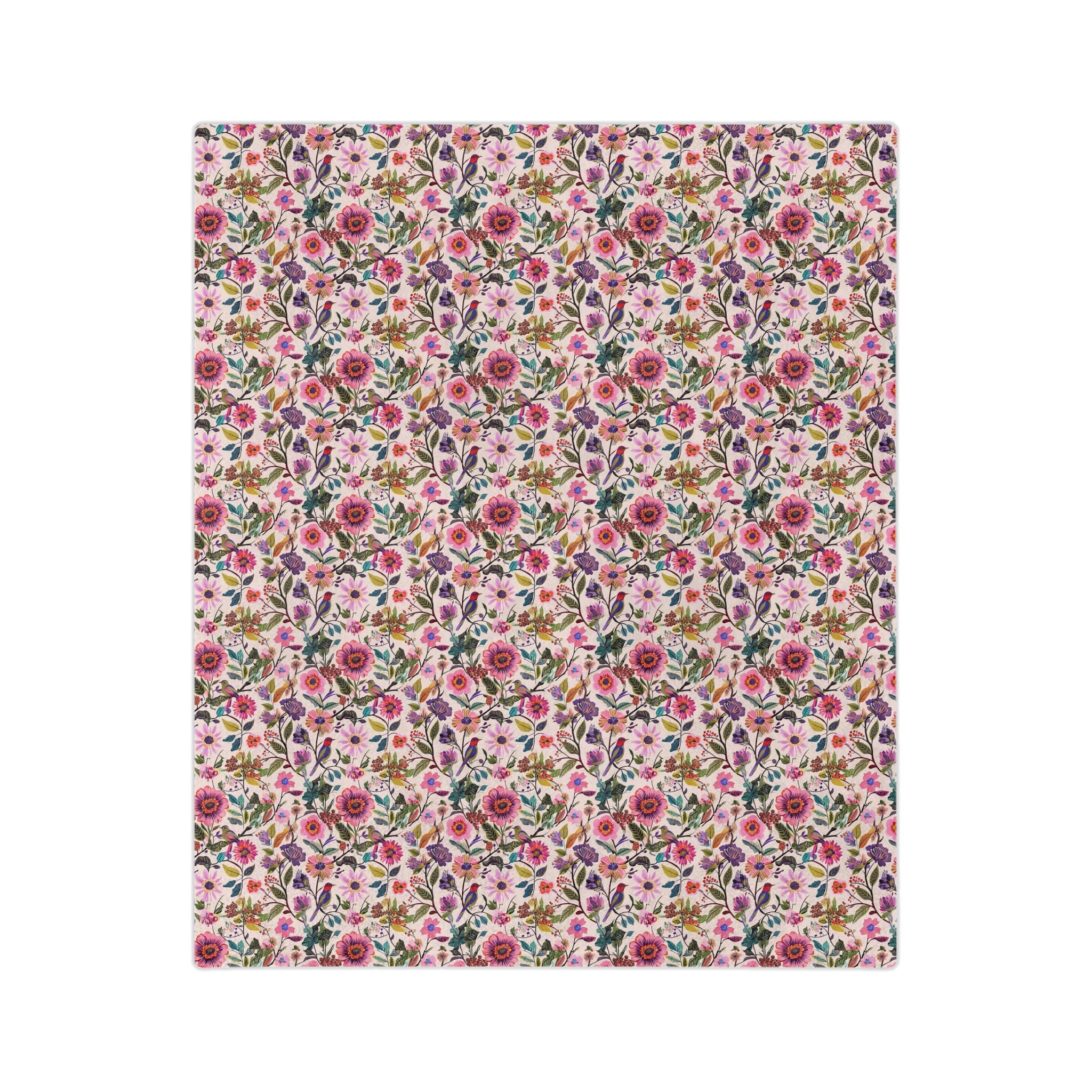 Floral Velveteen Microfiber Blanket — Pink Garden Rose Pattern, Soft Cozy Throw for Bedroom & Gifts - Creations by Chris and Carlos