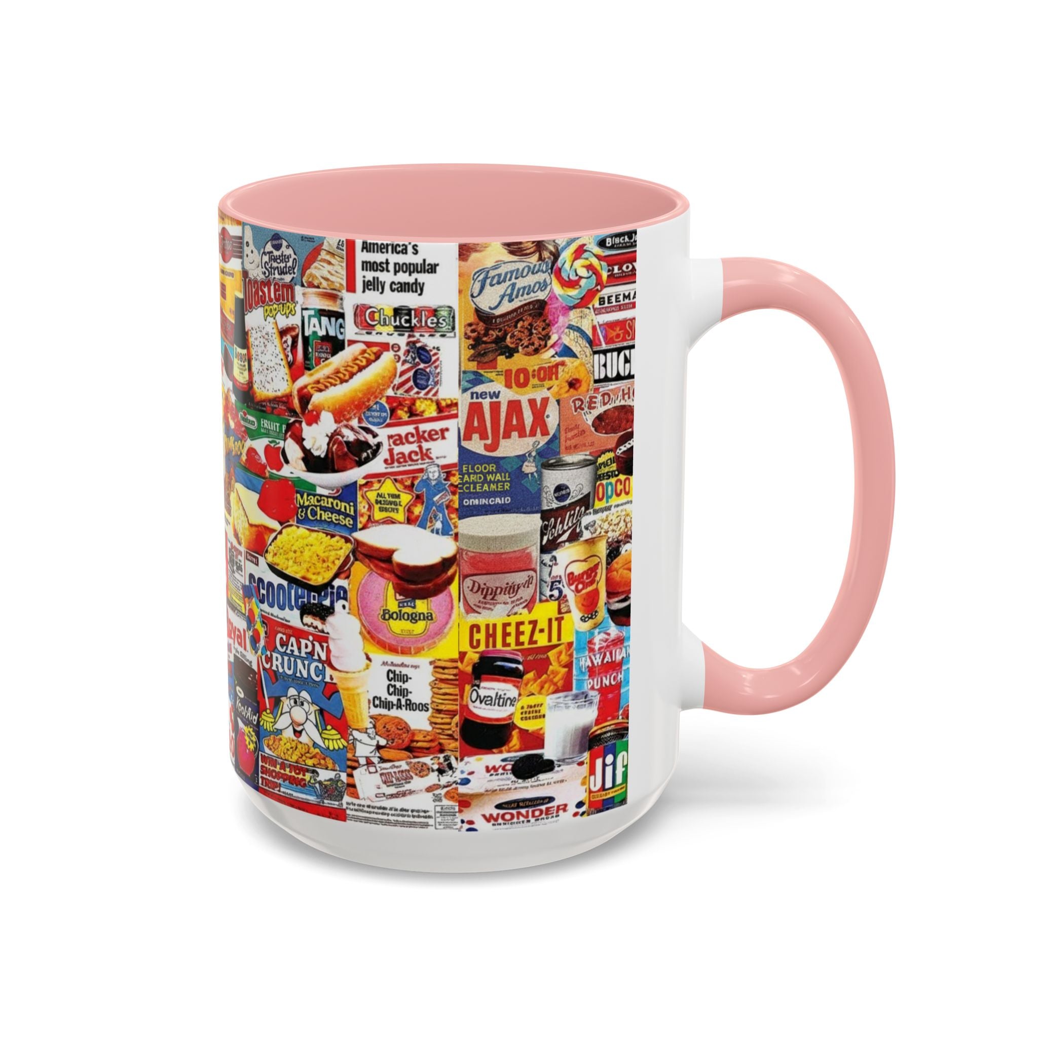 Retro Snack Collage Mug — Vintage Candy & Cereal Packaging Accent Coffee Mug - Creations by Chris and Carlos