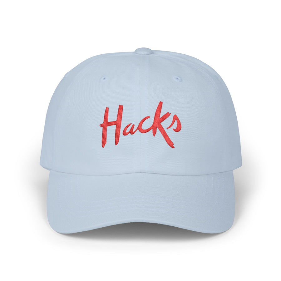 Dad Cap "Hacks" Embroidered Baseball Hat — Casual White Adjustable Hat - Creations by Chris and Carlos