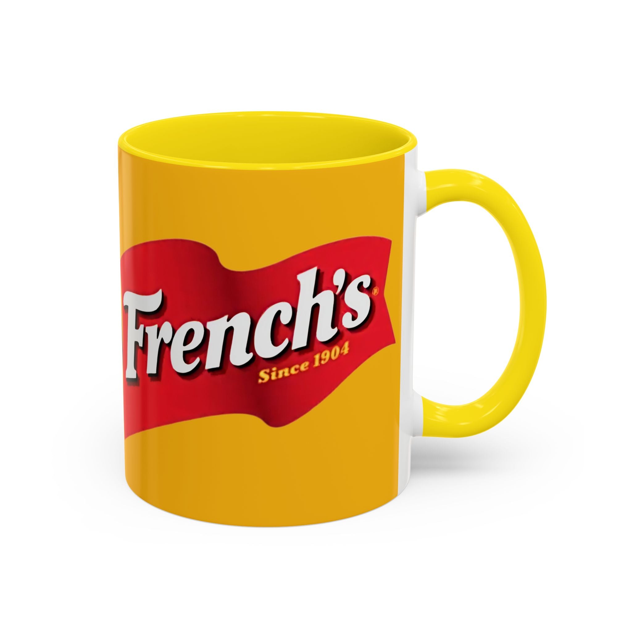 French's Mustard Logo Accent Coffee Mug — Retro Yellow 11/15oz - Creations by Chris and Carlos